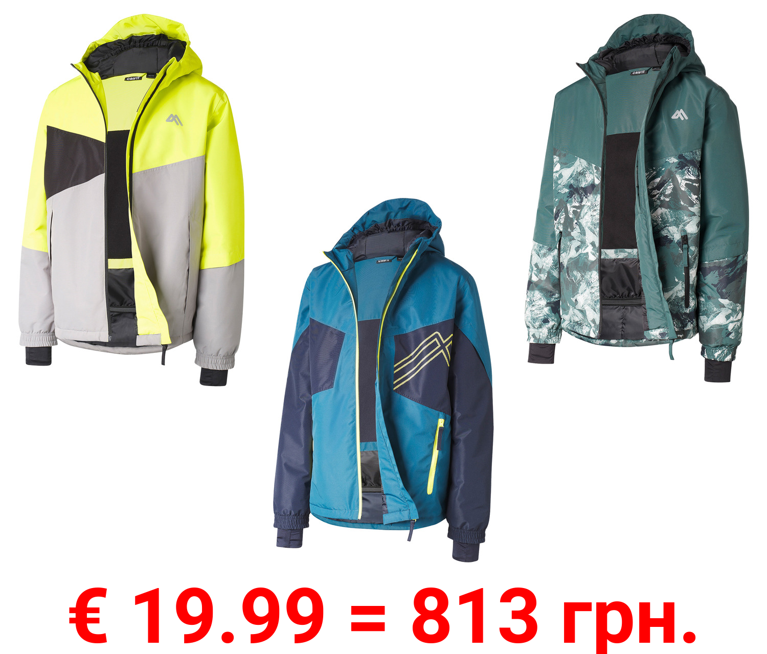 CRIVIT Kinder Skijacke, wärmende Wattierung