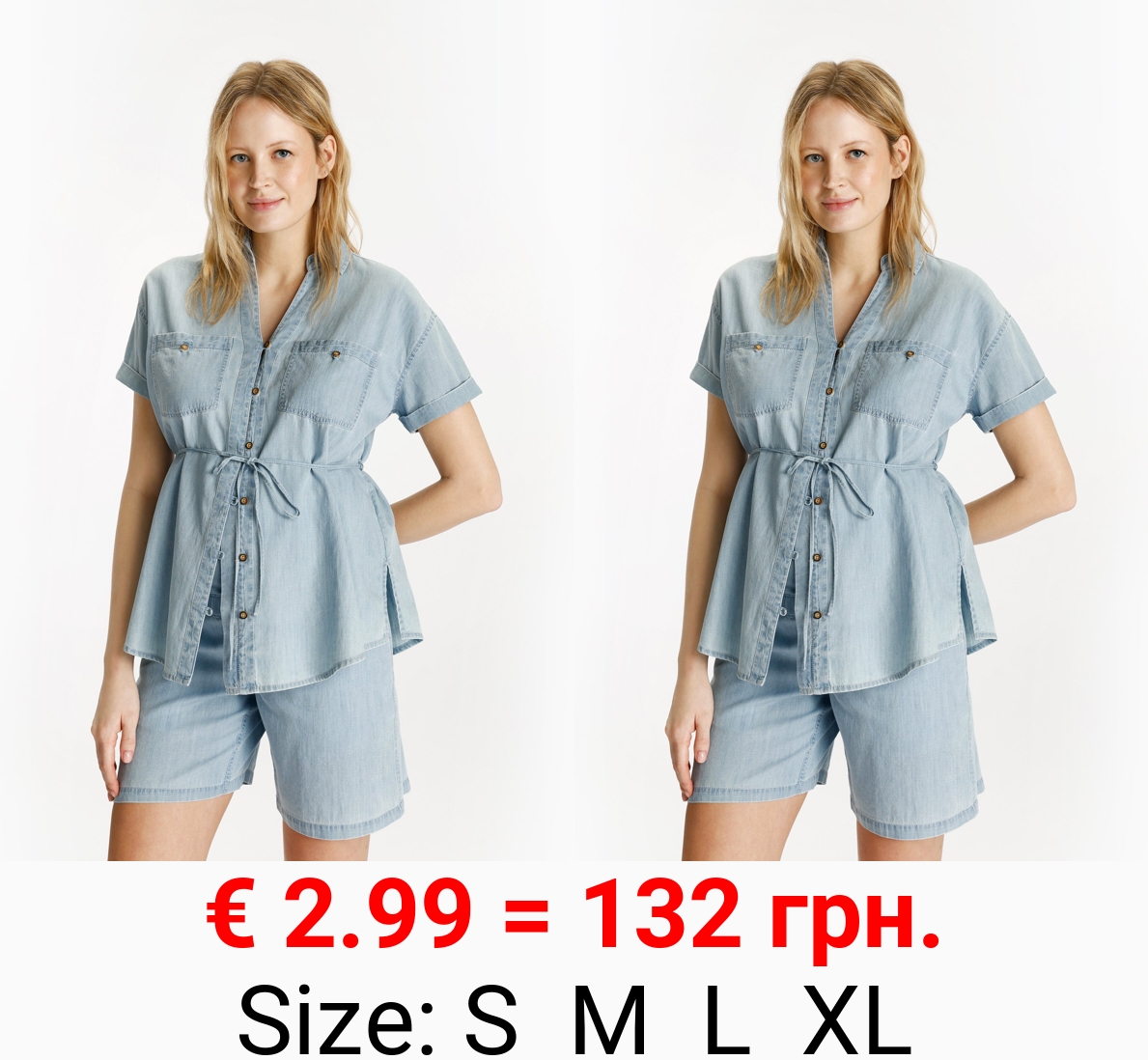 Lightweight denim maternity shirt