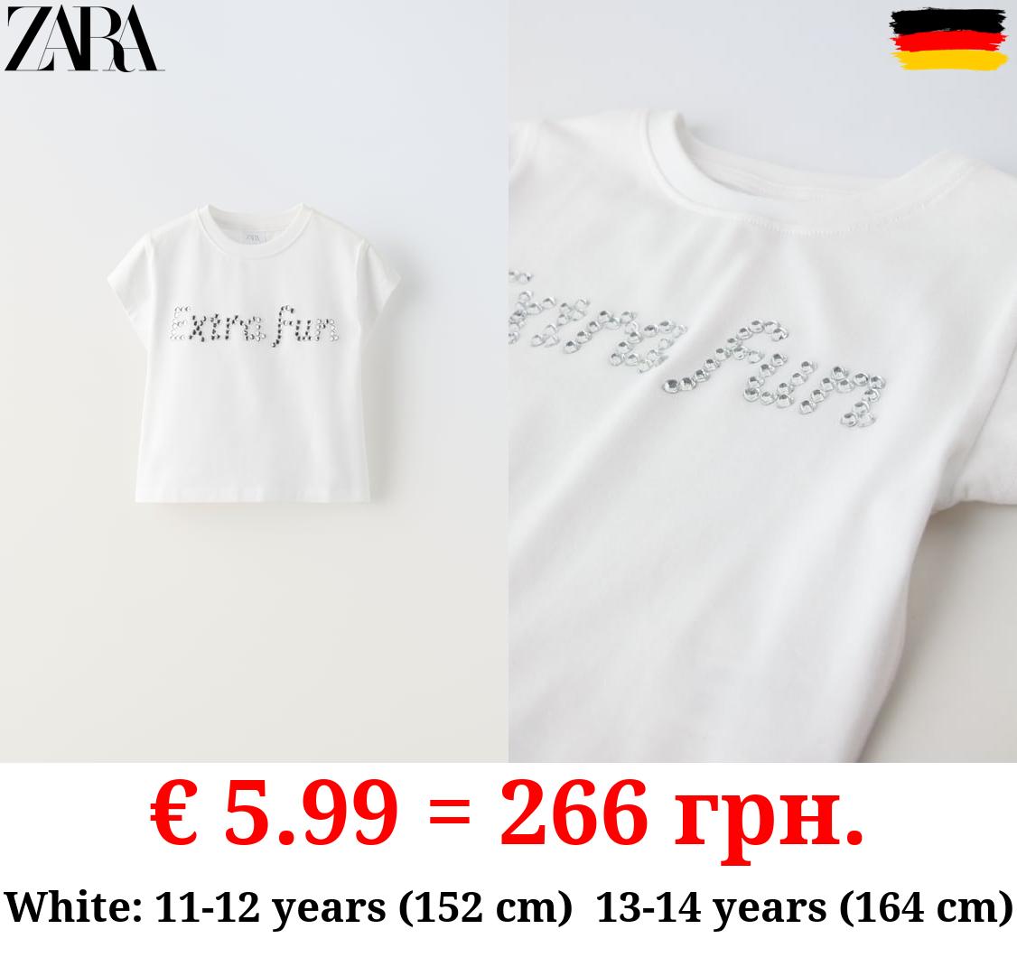 GARMENT DYED T-SHIRT WITH RHINESTONES