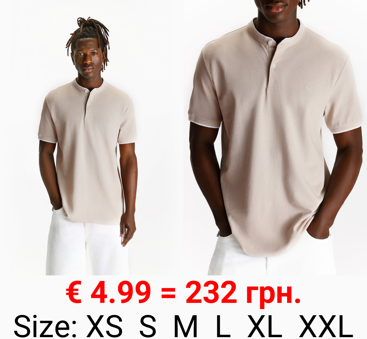 Polo shirt with embroidered stand collar