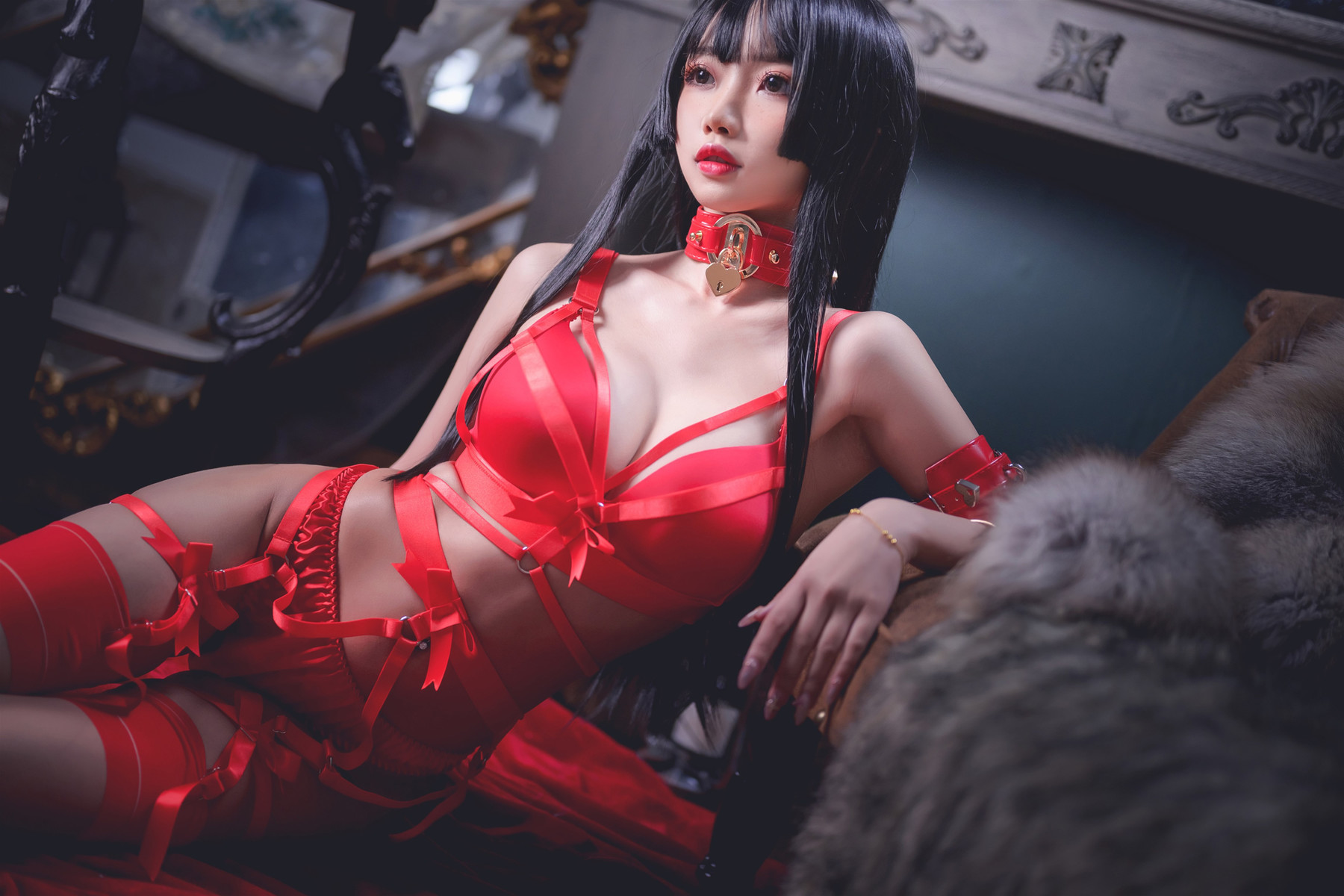 鬼畜瑶在不在 Cosplay 红色束缚 20