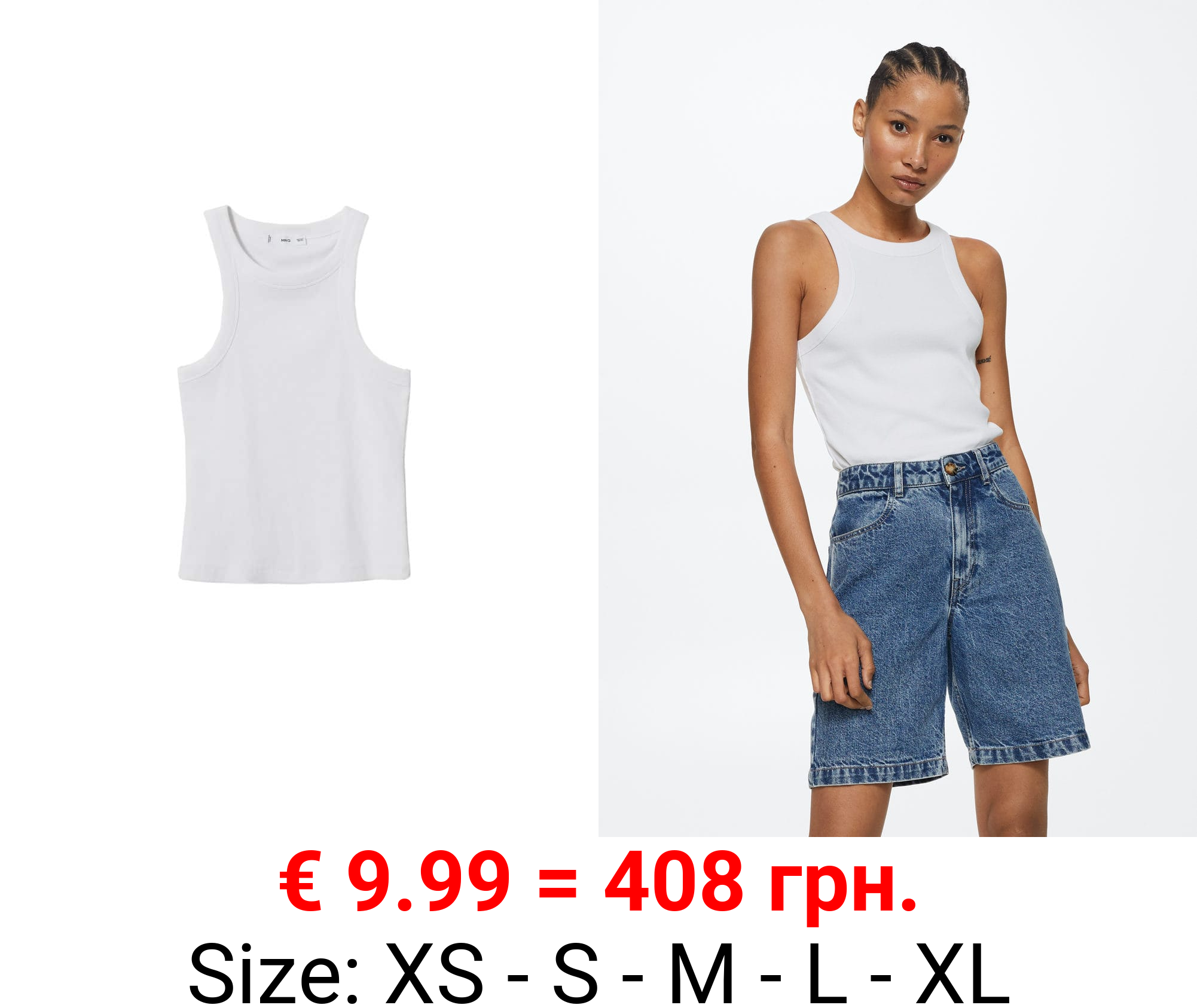 top canalé algodón