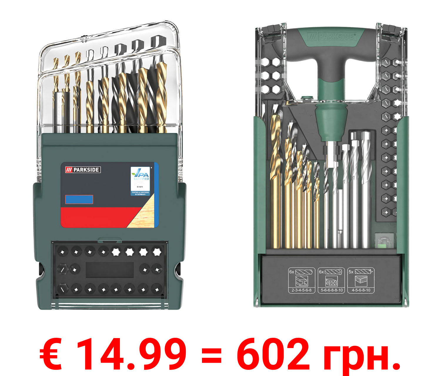 PARKSIDE® Bohrer- und Bitsatz »P BBS 2 A1«, 50-teilig / 43-teilig, inkl. Aufbewahrungsbox
