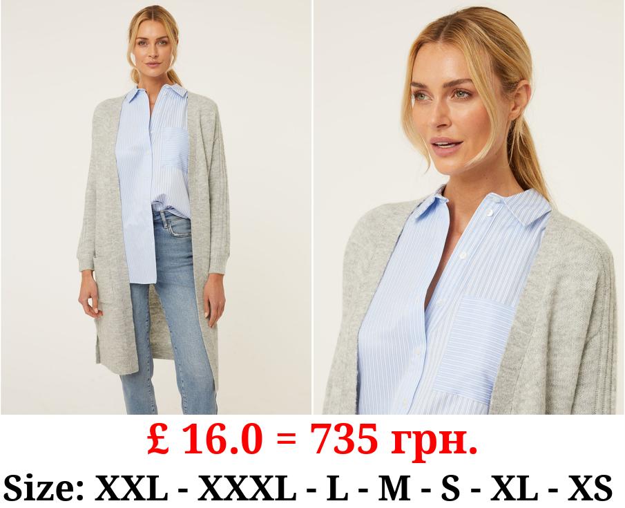 Grey Knitted Maxi Cardigan