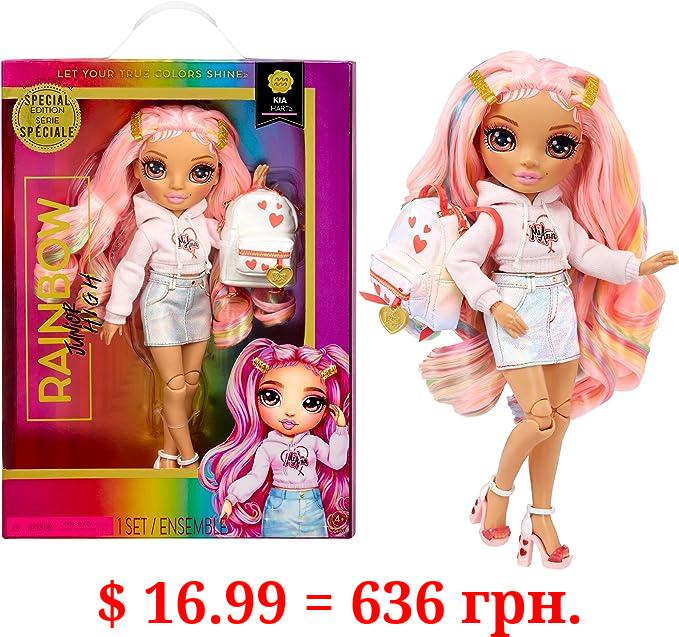 Rainbow High Rainbow Junior High Special Edition Kia Hart - 9" Pink Posable Fashion Doll with Accessories and Open/Close Soft Backpack. Great Toy Gift for Kids Ages 4-12