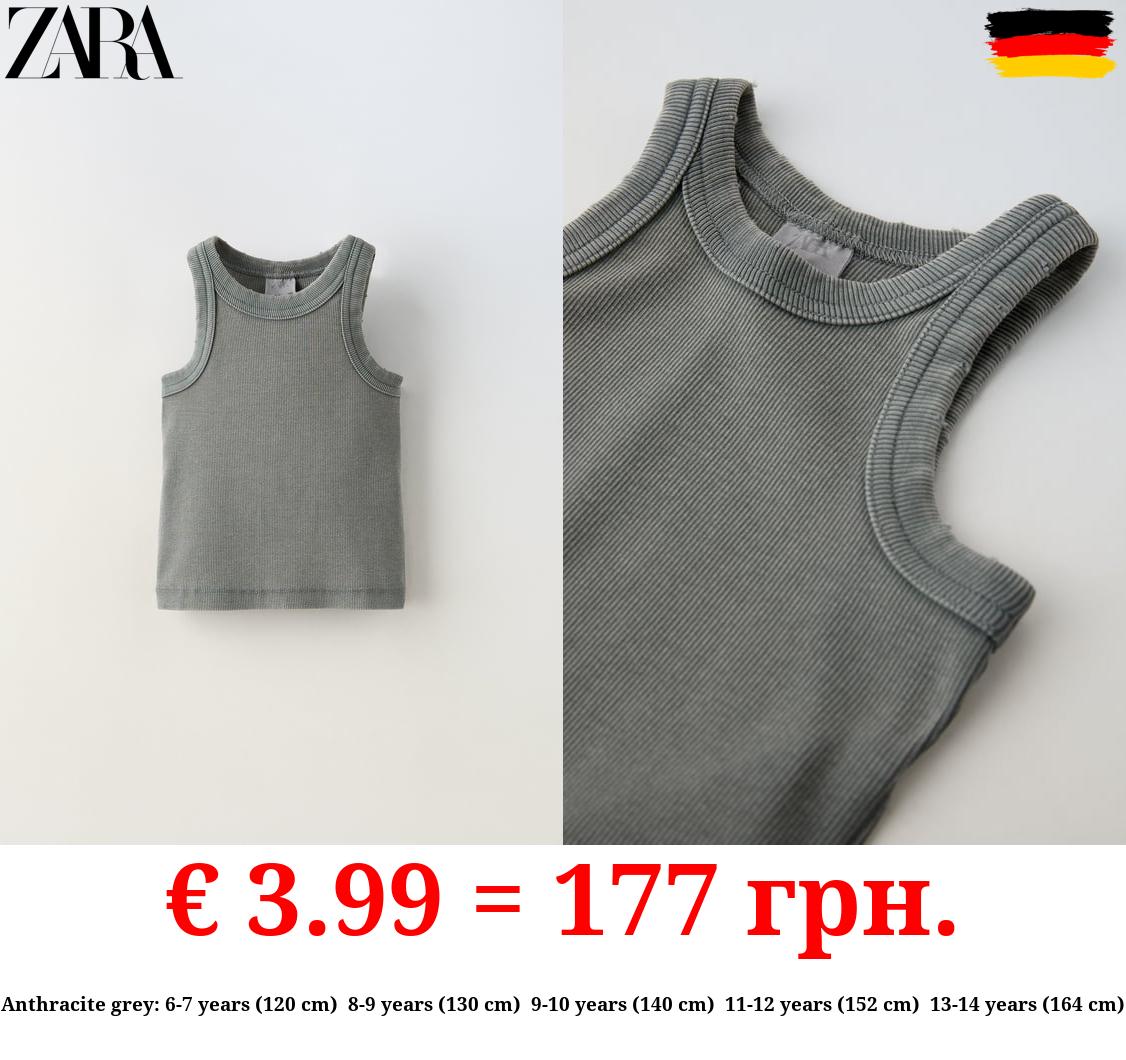 FADED-EFFECT RIB T-SHIRT