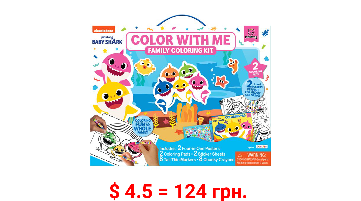 Baby Shark Color With Me Family Coloring Kit with Coloring Books and Supplies