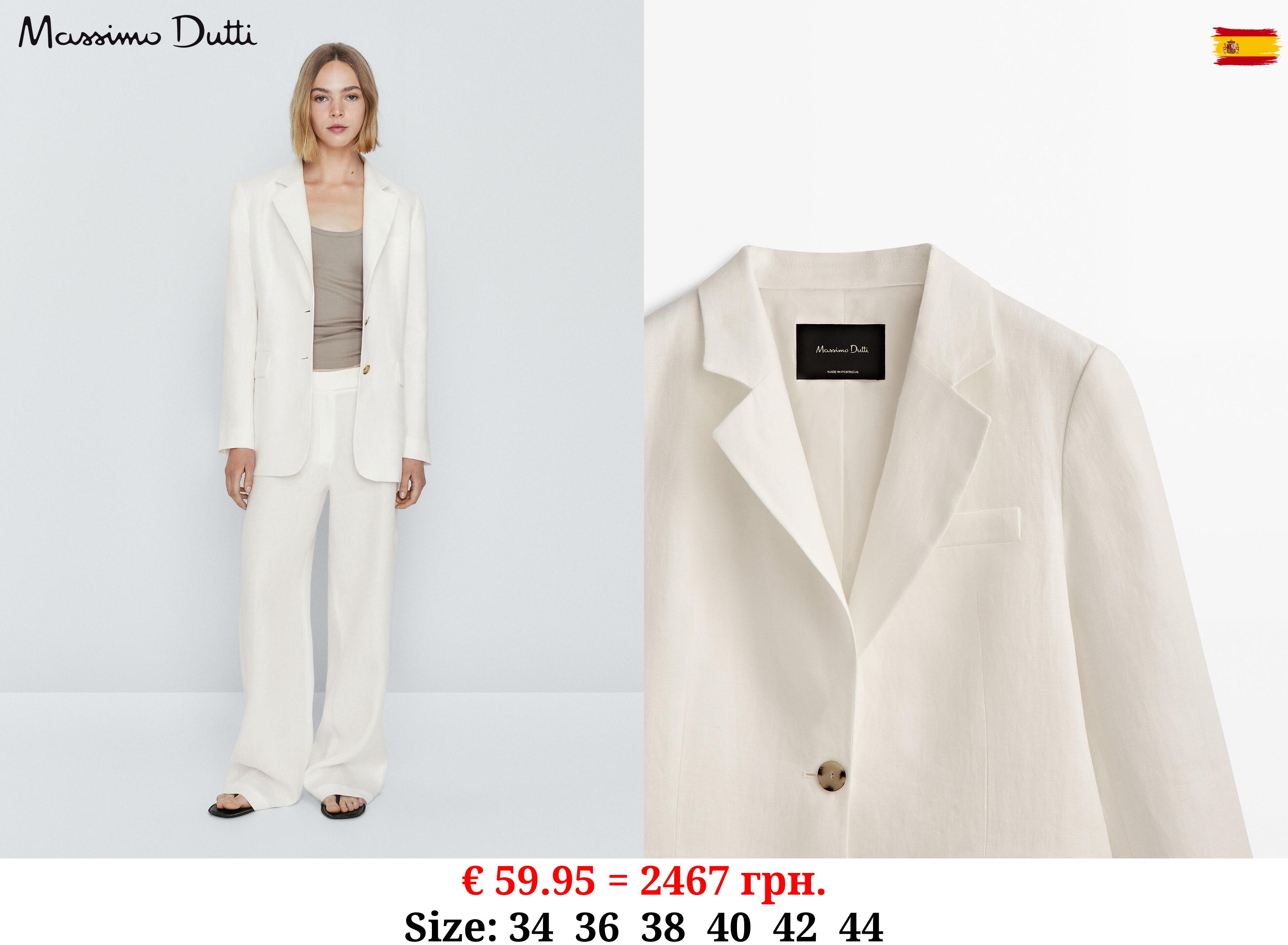 Two-button 100% linen suit blazer WHITE