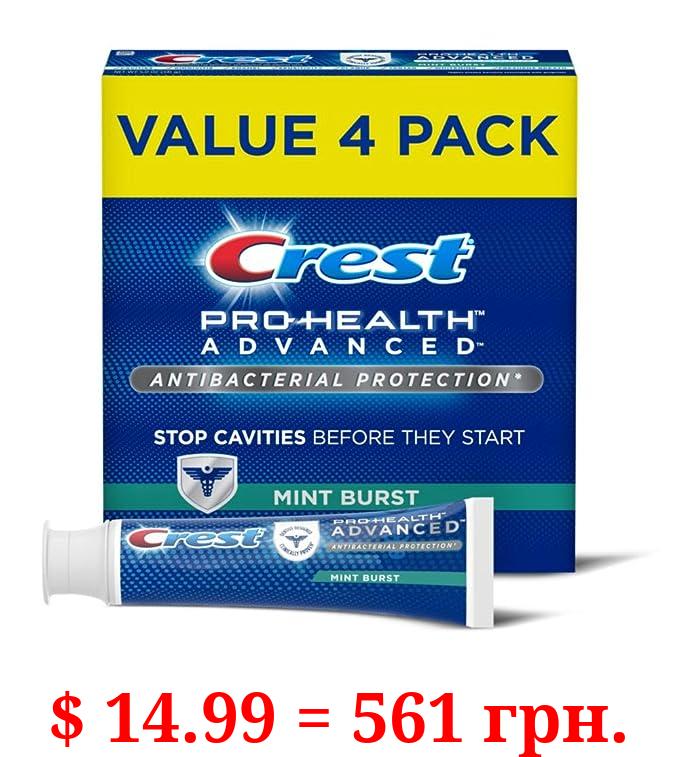 Crest Pro-Health Advanced Antibacterial Protection Toothpaste, Mint Burst, 5 Oz (Pack of 4)