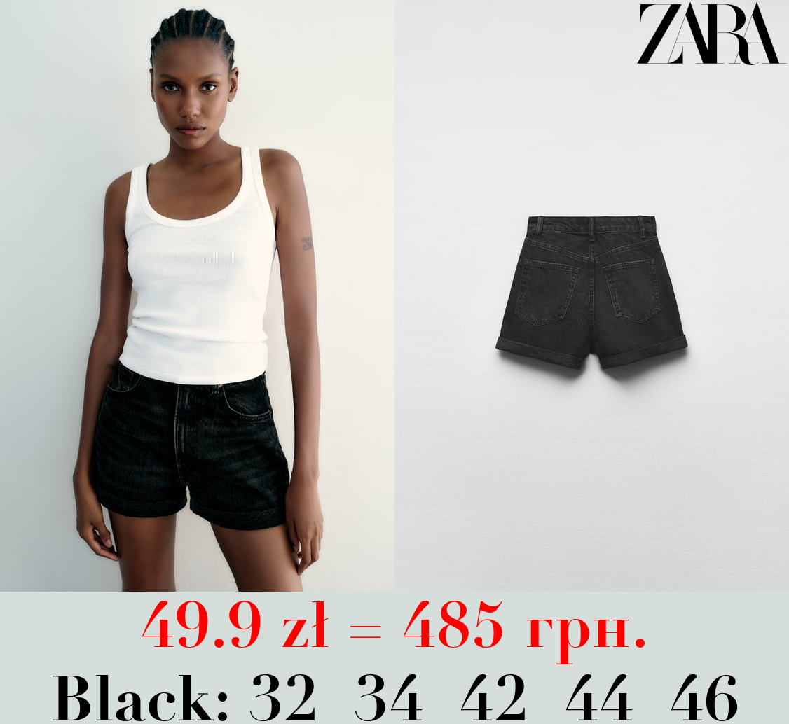 TRF HIGH-RISE MOM FIT DENIM BERMUDA SHORTS