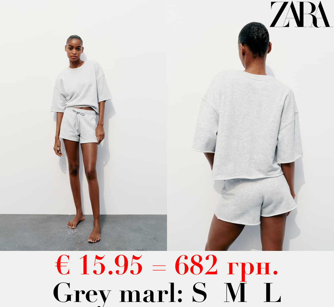 SHORT SLEEVE RIBBED PLUSH SWEATSHIRT