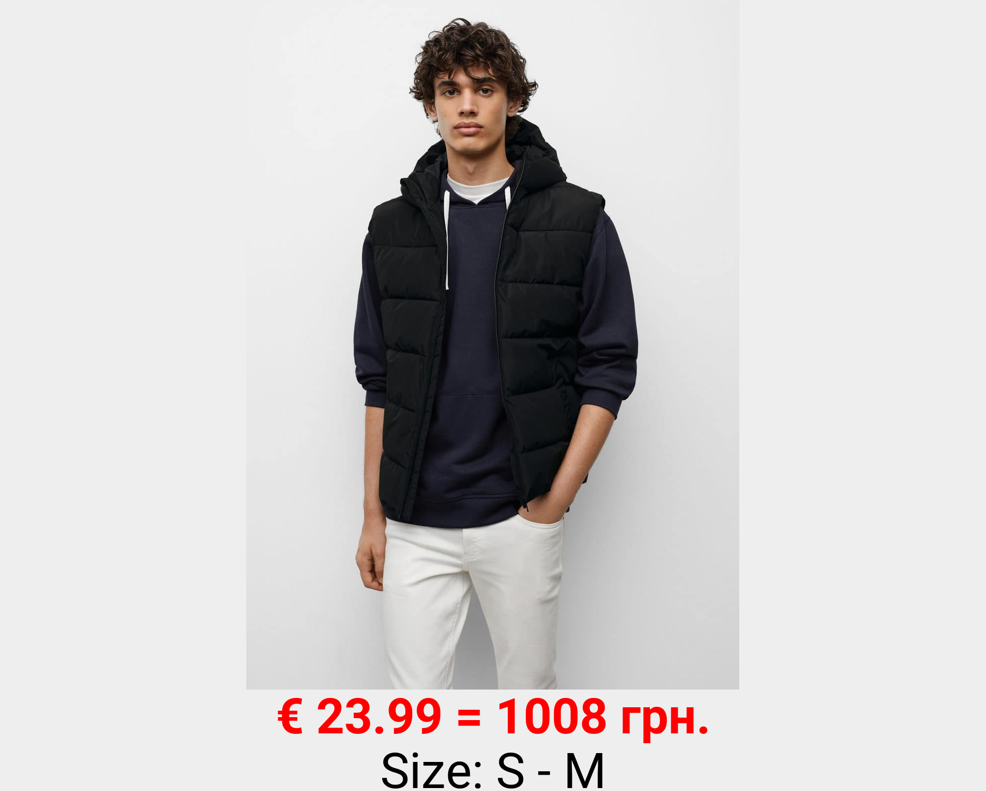 Chaleco capucha plumas