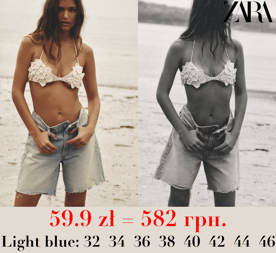 LOOSE FIT DENIM TRF BERMUDA SHORTS