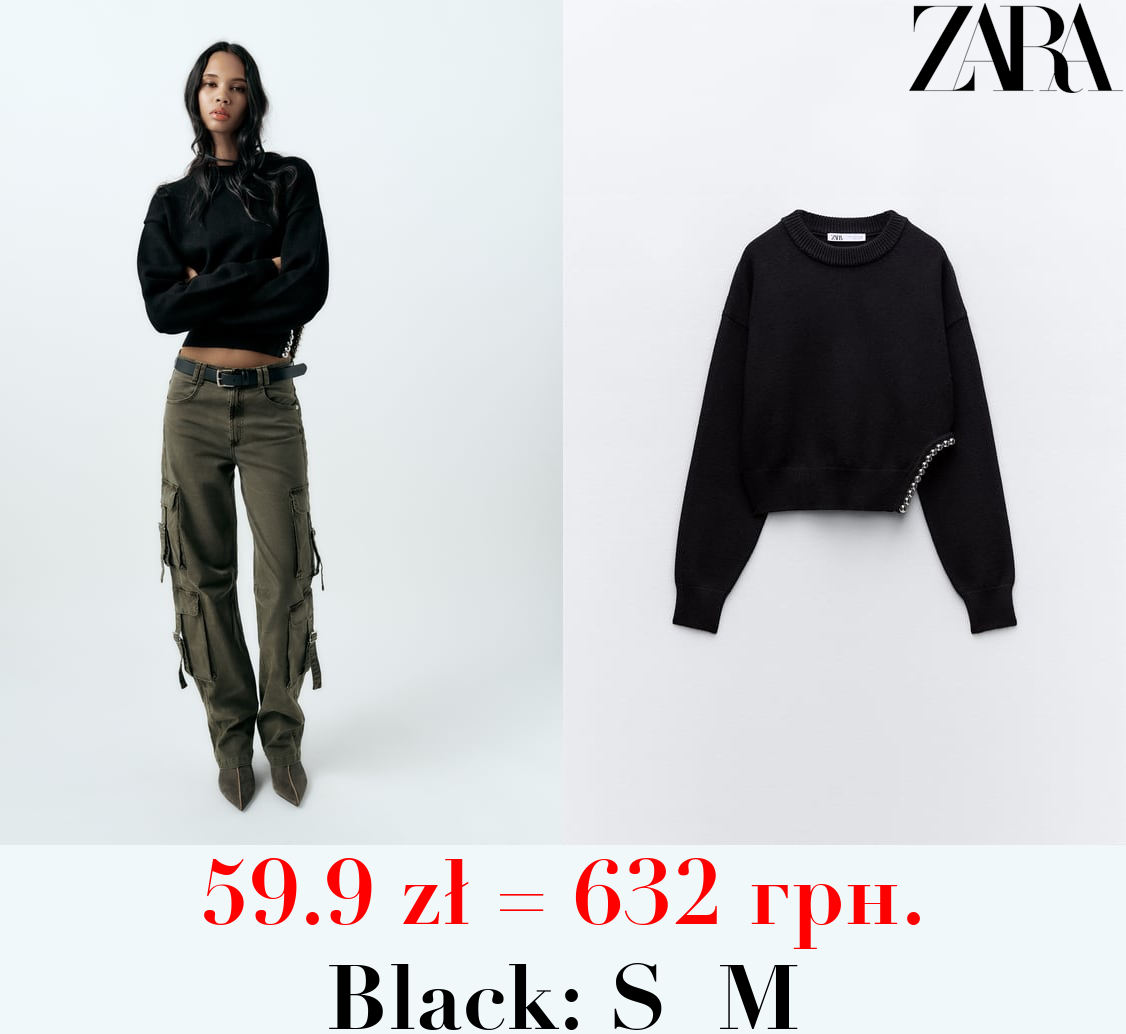 KNIT SWEATER WITH METAL BEADS