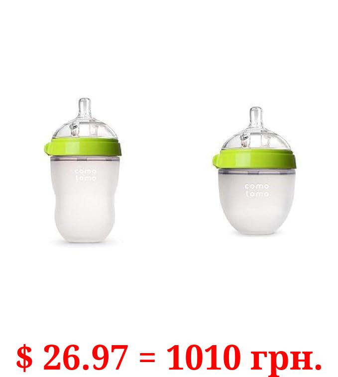 Comotomo Natural Feel Baby Bottle Set, Green, (One 8-Ounce, One 5-Ounce)