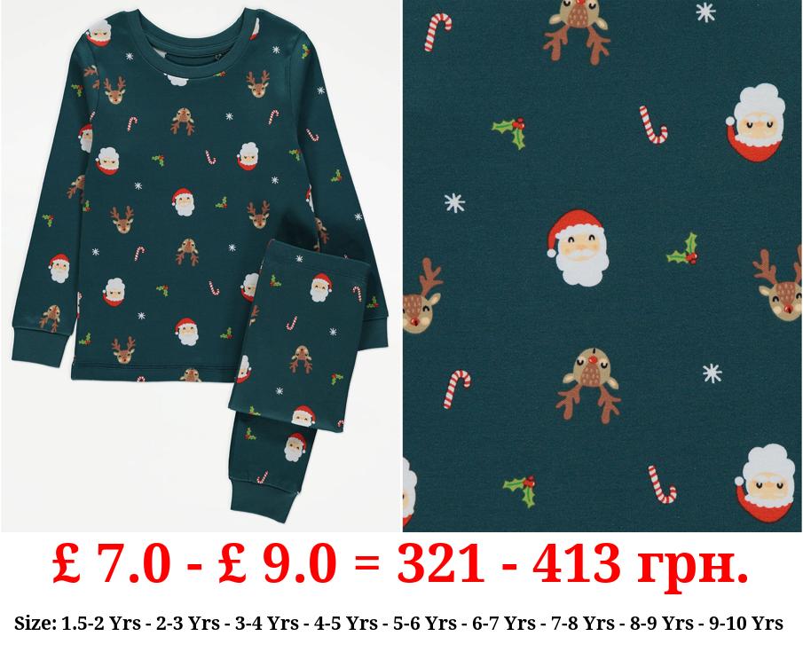 Dark Green Long Sleeve Christmas Pyjamas
