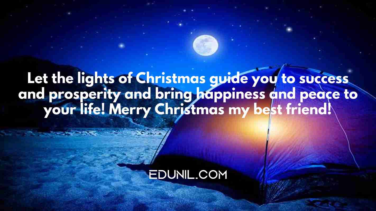 Let the lights of Christmas guide you to success and prosperity and bring happiness and peace to your life! Merry Christmas my best friend! - 
