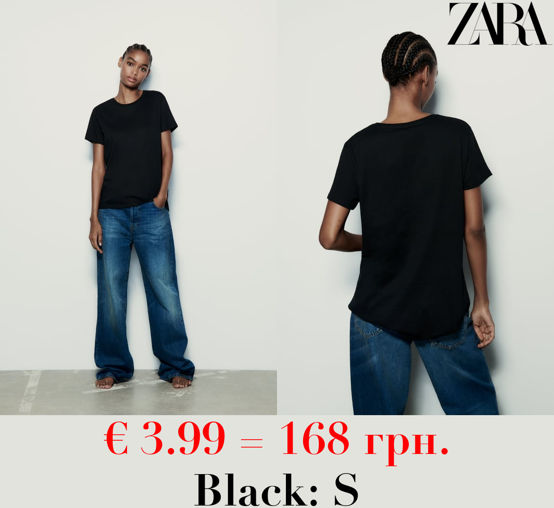 BASIC T-SHIRT WITH ASYMMETRIC HEM
