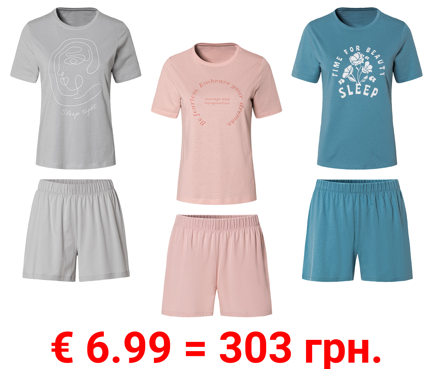 esmara® Damen Pyjama aus reiner Baumwolle