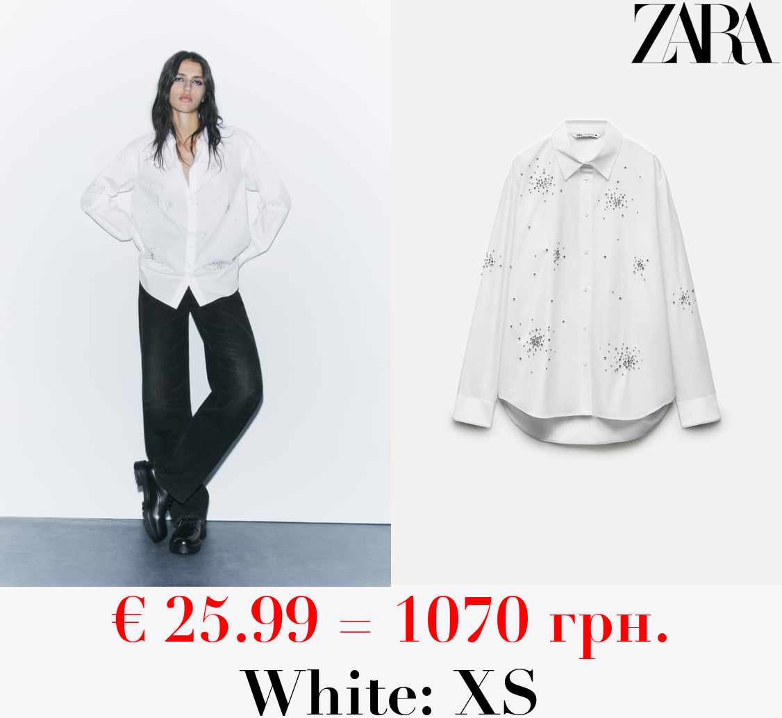 ZW COLLECTION EMBROIDERED RHINESTONE SHIRT