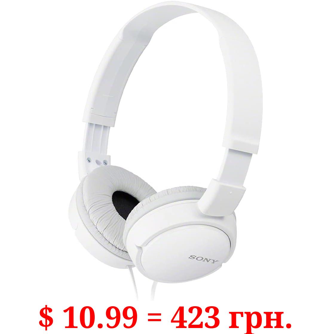 Sony ZX Series Wired On-Ear Headphones, White MDR-ZX110