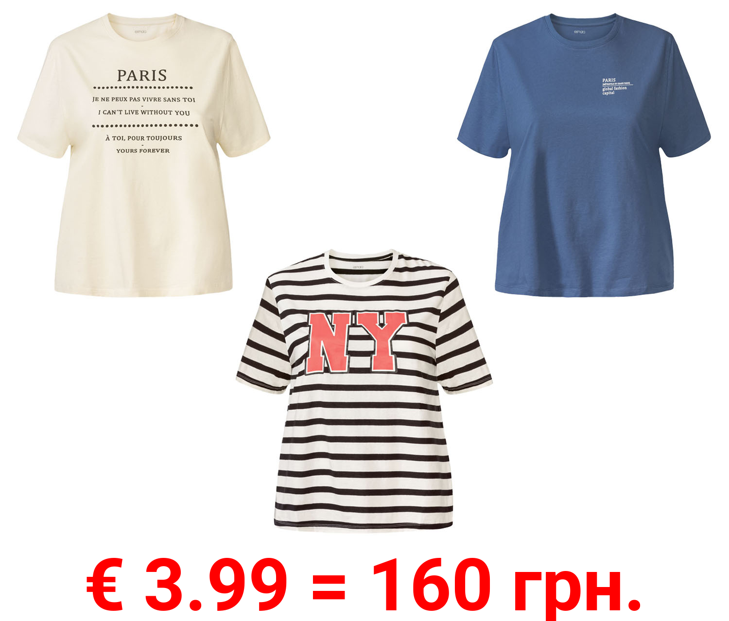 esmara® Damen T-Shirt, aus reiner Baumwolle