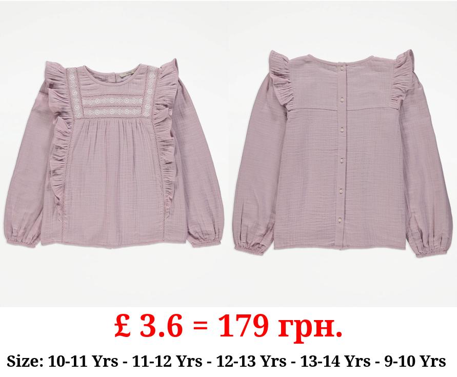 Pink Embroidered Cheesecloth Blouse