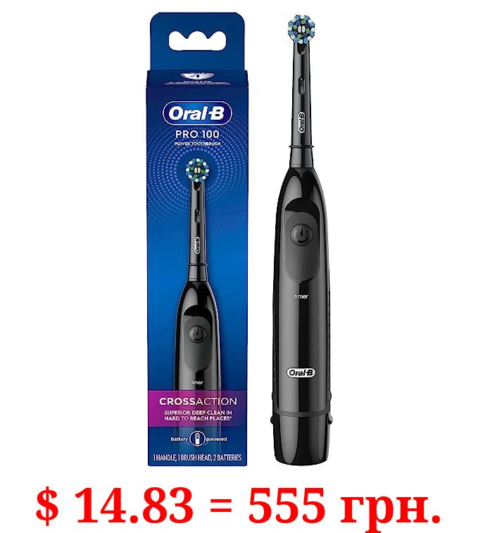 Oral B Pro 100 CrossAction, Battery Powered Electric Toothbrush, Black