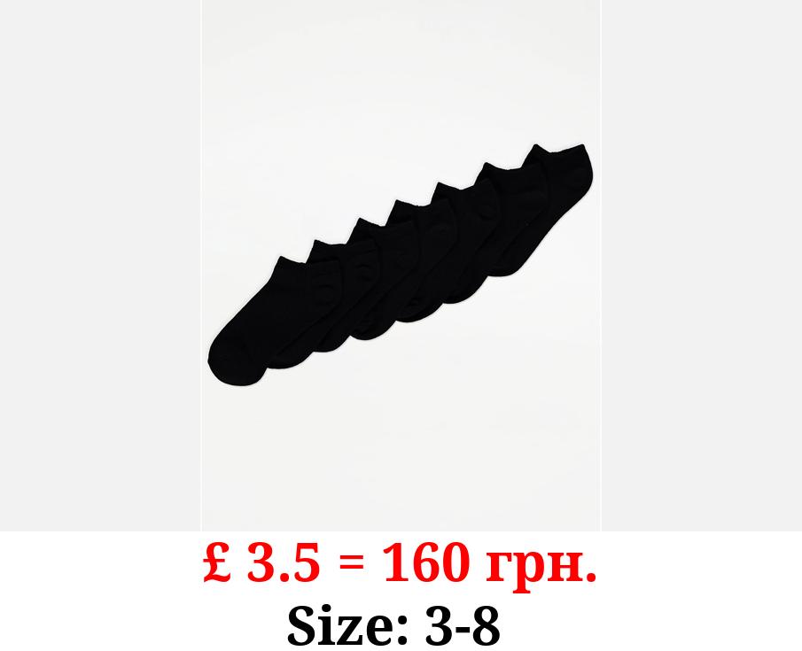 Black Trainer Liner Socks 7 Pack