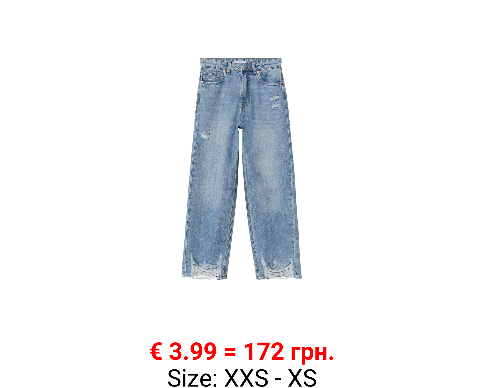 Jeans rectos bajo deshilachado