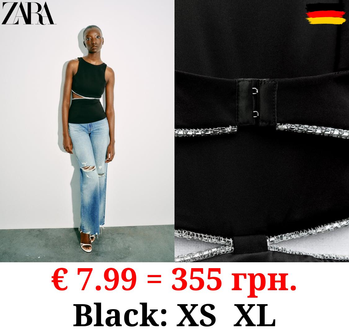 RHINESTONE CUT-OUT TOP