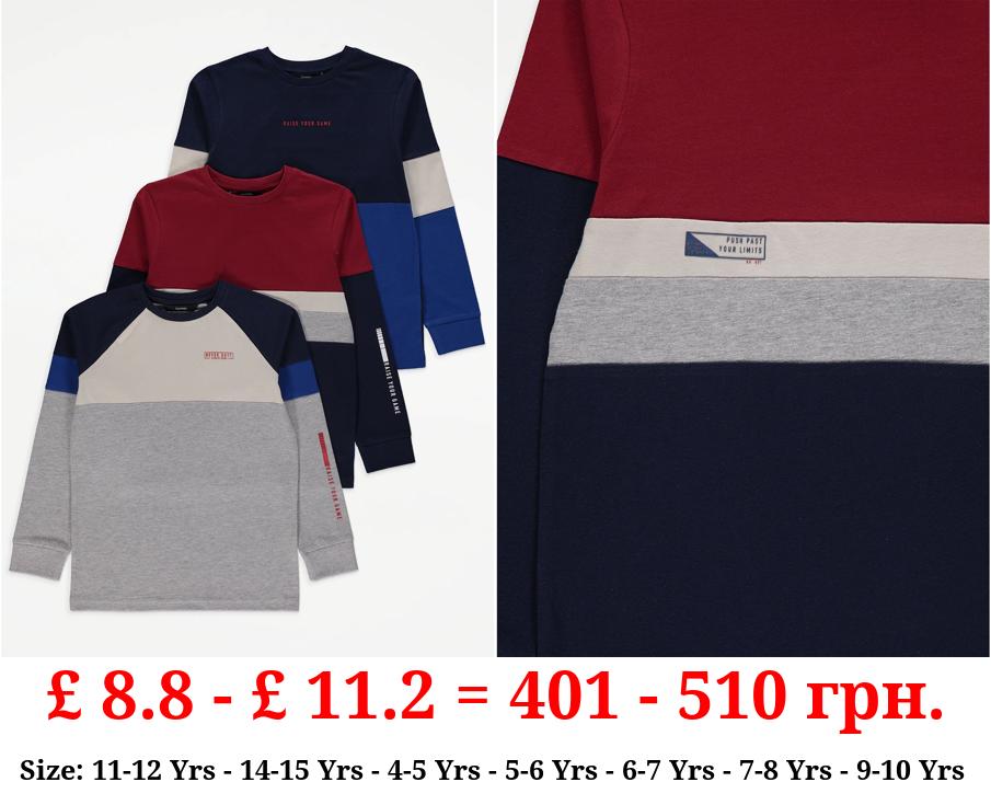 Raise Your Game Colour Block Long Sleeve Top 3 pack