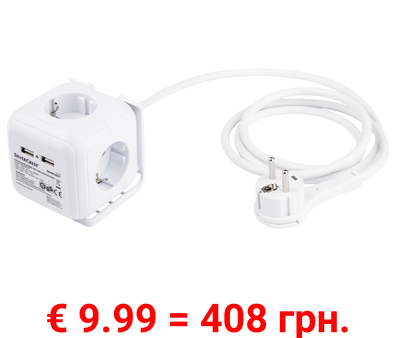 SILVERCREST Steckdosenwürfel, mit 2 USB-Ports