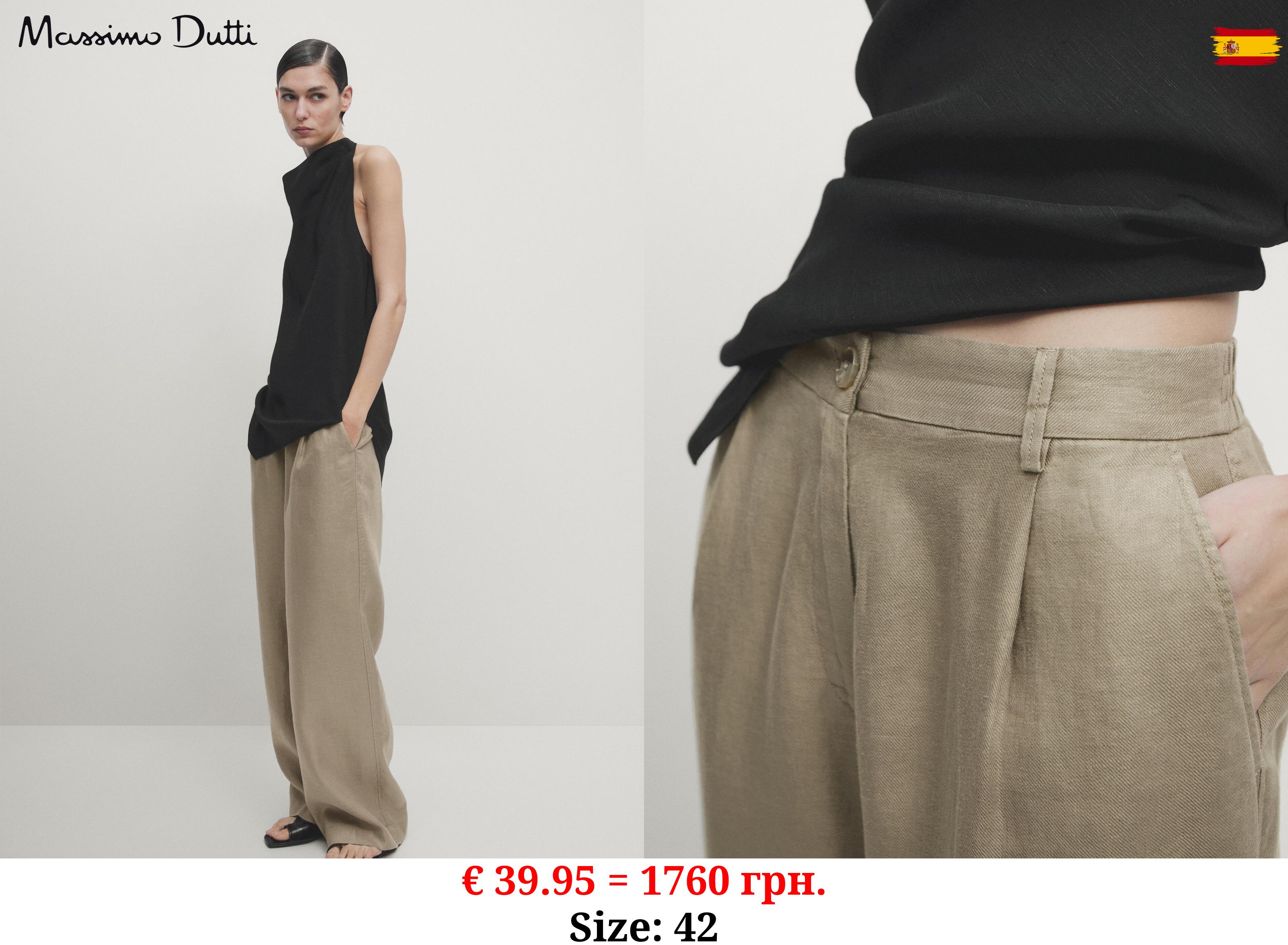 Wide-leg linen trousers MOLE BROWN