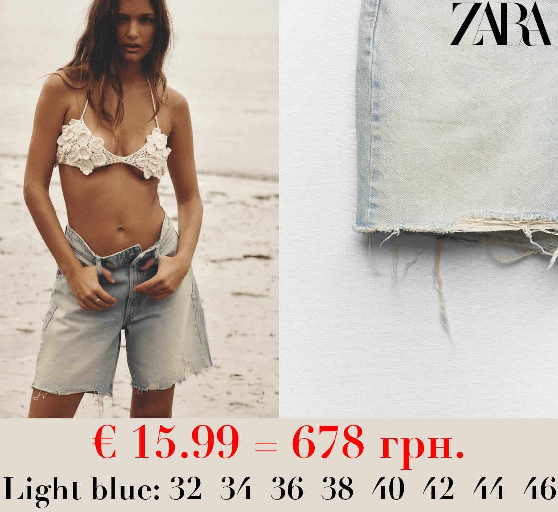 LOOSE FIT DENIM TRF BERMUDA SHORTS