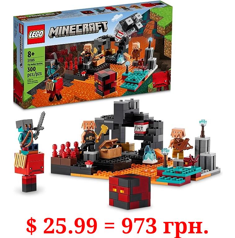 LEGO Minecraft The Nether Bastion Set, 21185 Battle Action Toy with Mob, Piglin Brute & Strider Figures, for Kids, Boys and Girls Age 8 Plus