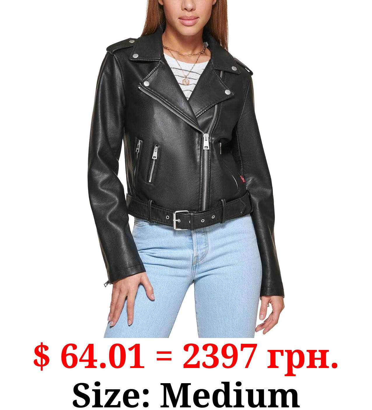 Levi's Women's Faux Leather Belted Motorcycle Jacket (Standard & Plus Sizes)