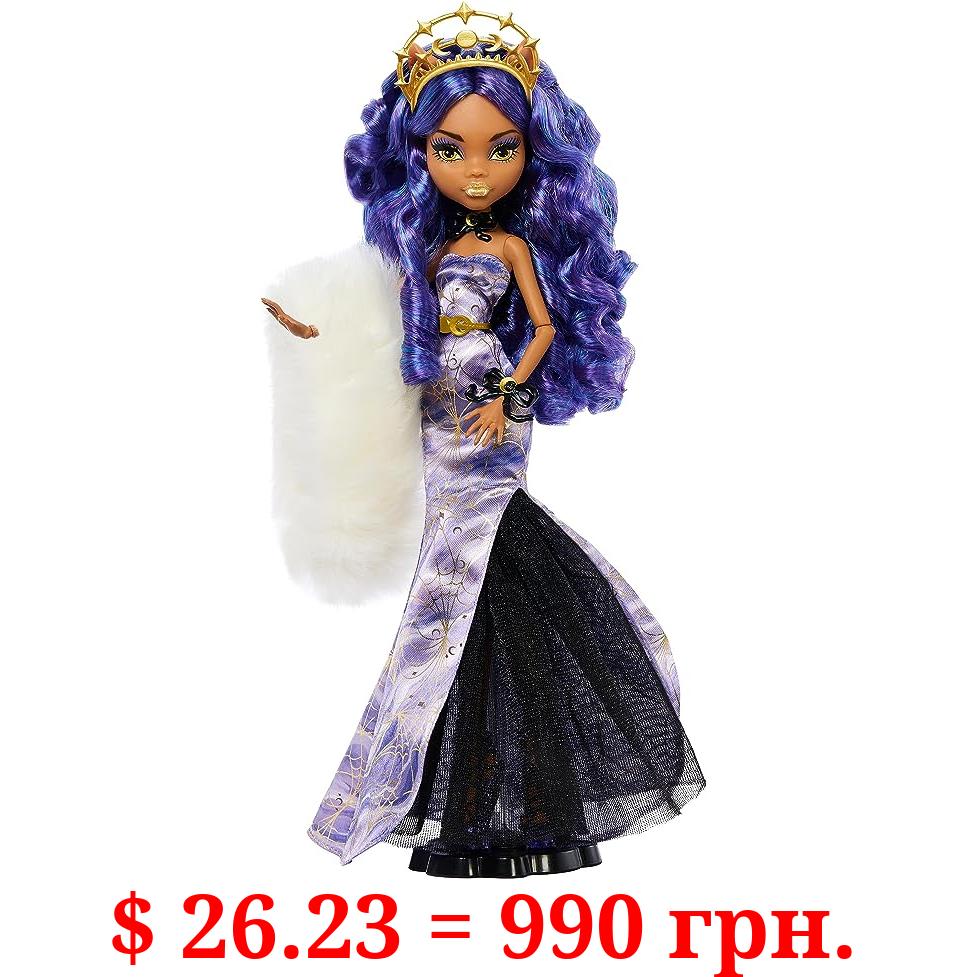 Monster High Doll, Clawdeen Wolf Howliday Collector Edition, Purple Hair and Floor-Length Gown with Furry Boa