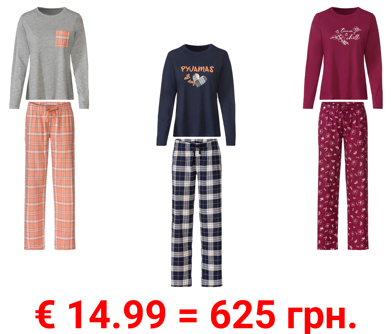 esmara® Damen Pyjama mit Baumwolle