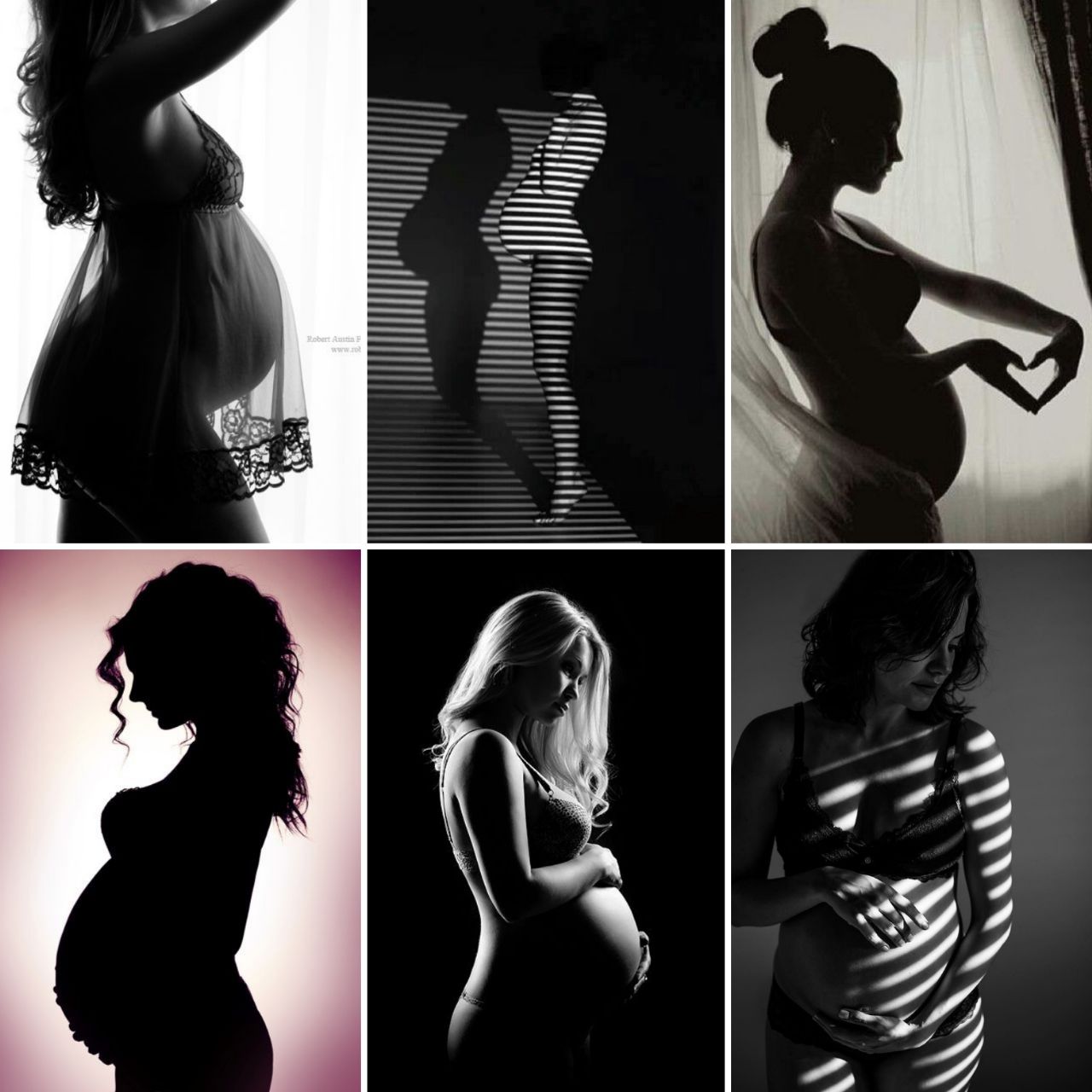 Фотосессия беременной в студии силуэт