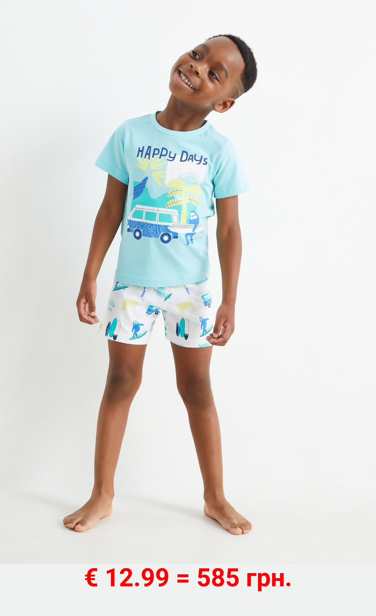 Multipack 2er - Surfer und Bus - Shorty-Pyjama - 4 teilig