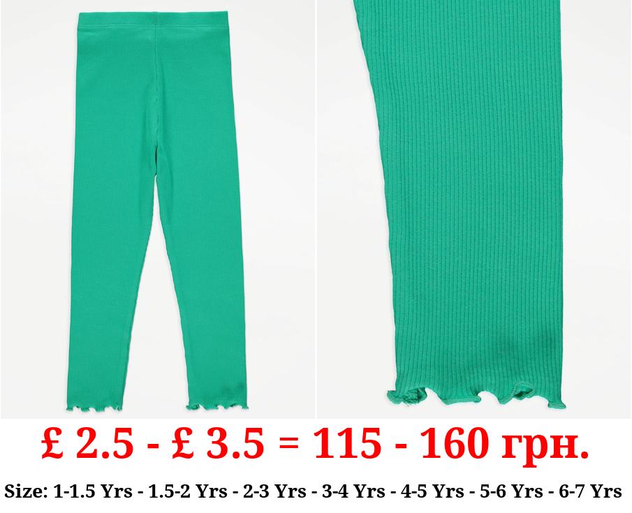 Green Rib Lettuce Ankle Leggings