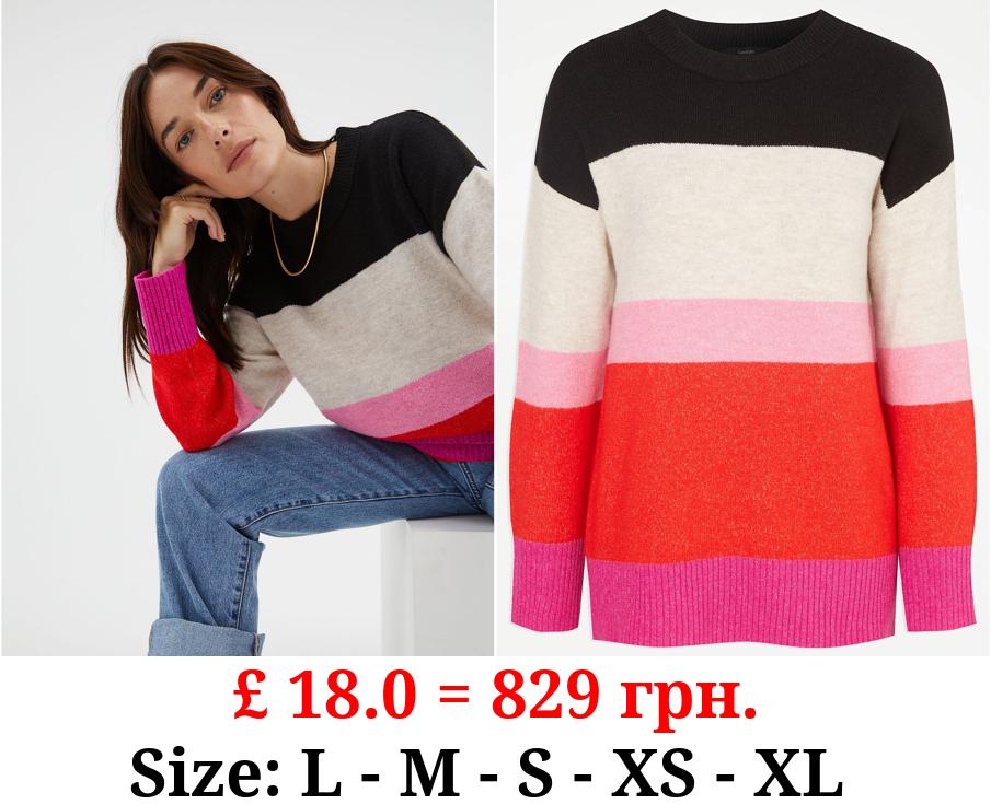Multicoloured Colour Block Knitted Jumper
