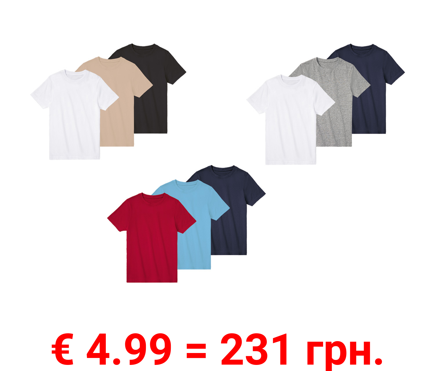 pepperts!® Kinder Jungen T-Shirts, 3 Stück, mit Rundhalsausschnitt