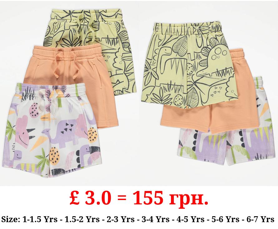 Pastel Dinosaur Jersey Shorts 3 Pack