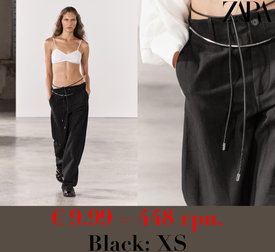 ZW COLLECTION STRAIGHT-LEG COTTON HERRINGBONE TROUSERS