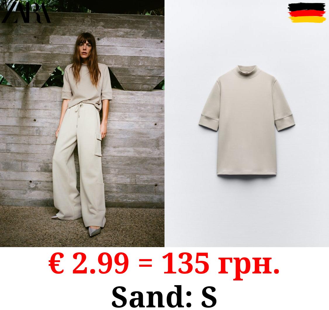 INTERLOCK MOCK NECK T-SHIRT