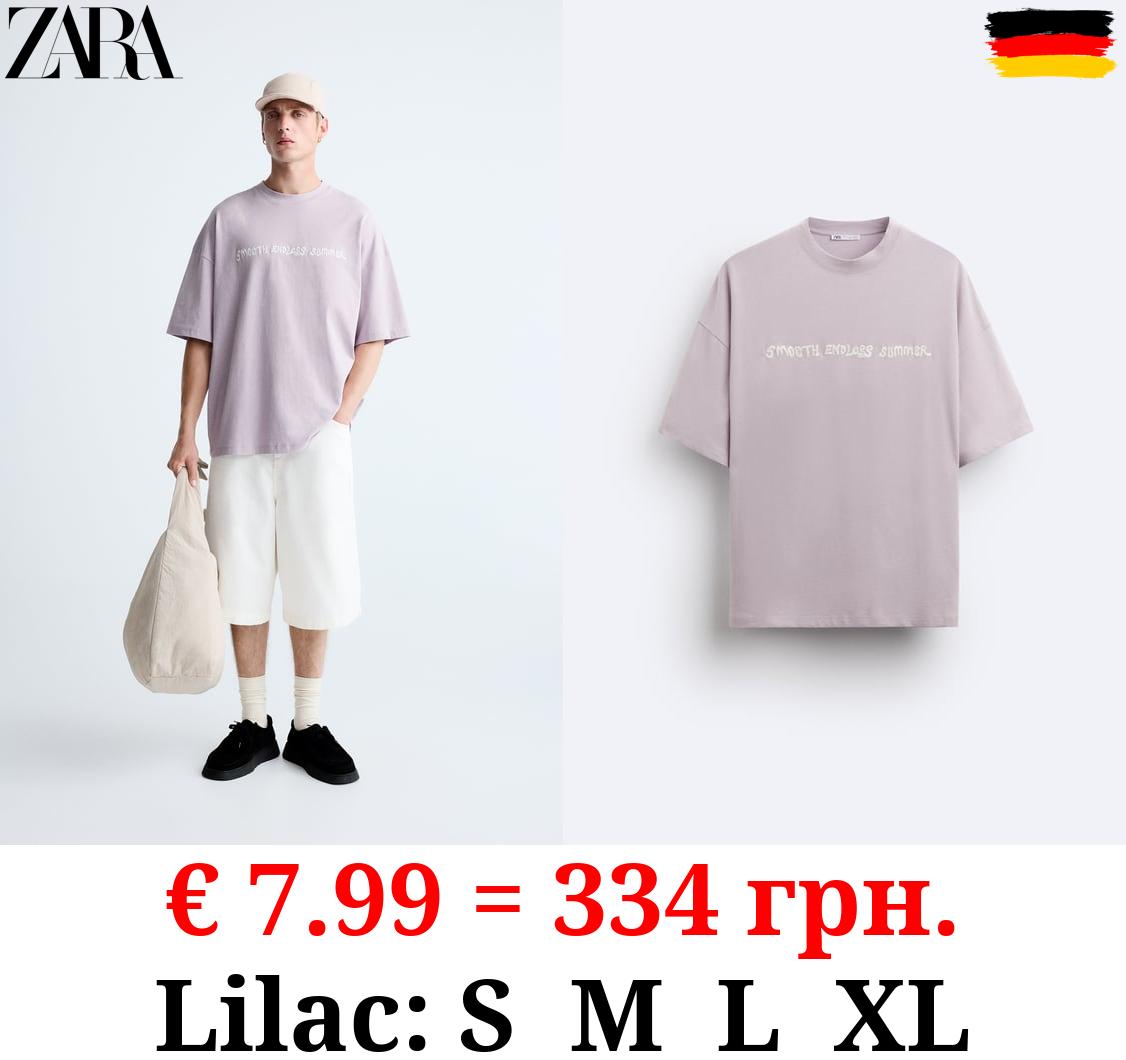 T-SHIRT WITH EMBROIDERED SLOGAN