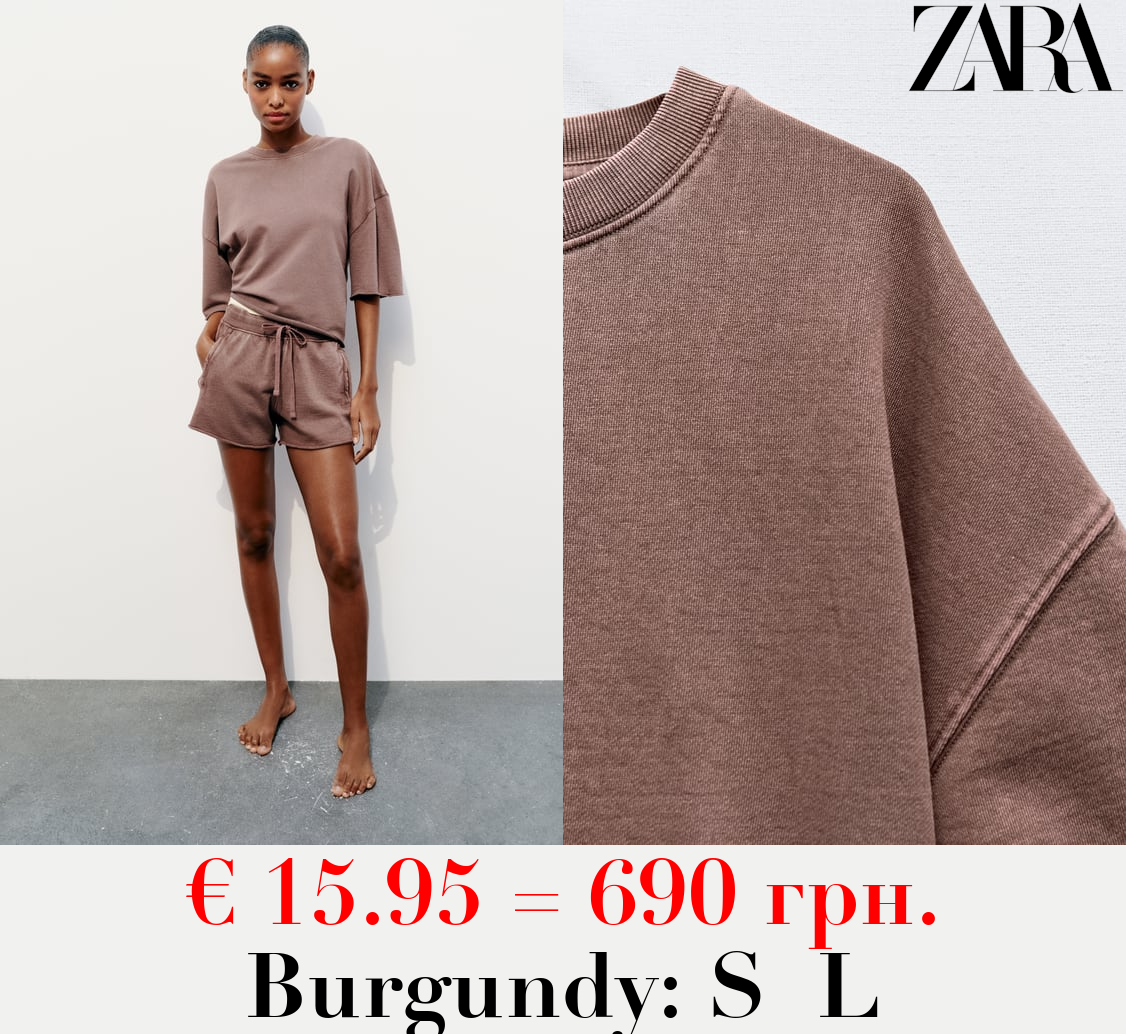 SHORT SLEEVE RIBBED PLUSH SWEATSHIRT