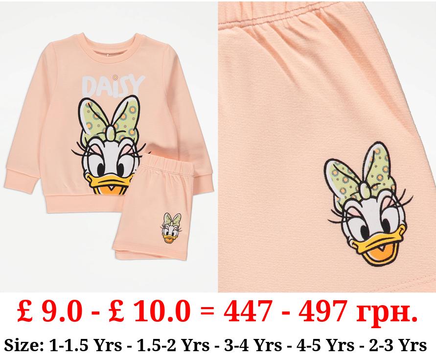 Disney Daisy Duck Peach Sweatshirt and Short Outfit